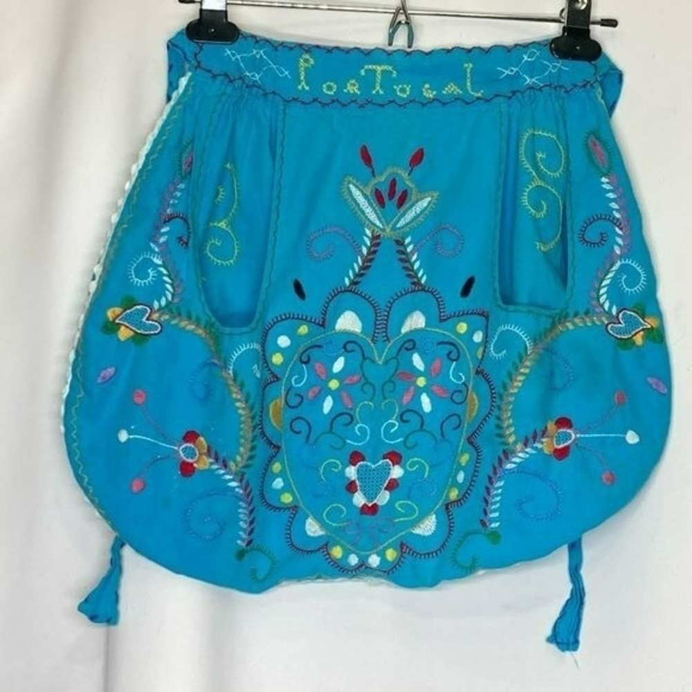 Portugal Embroidered Folk Art Apron Souvenir Half Apron Colorful Handmade Art